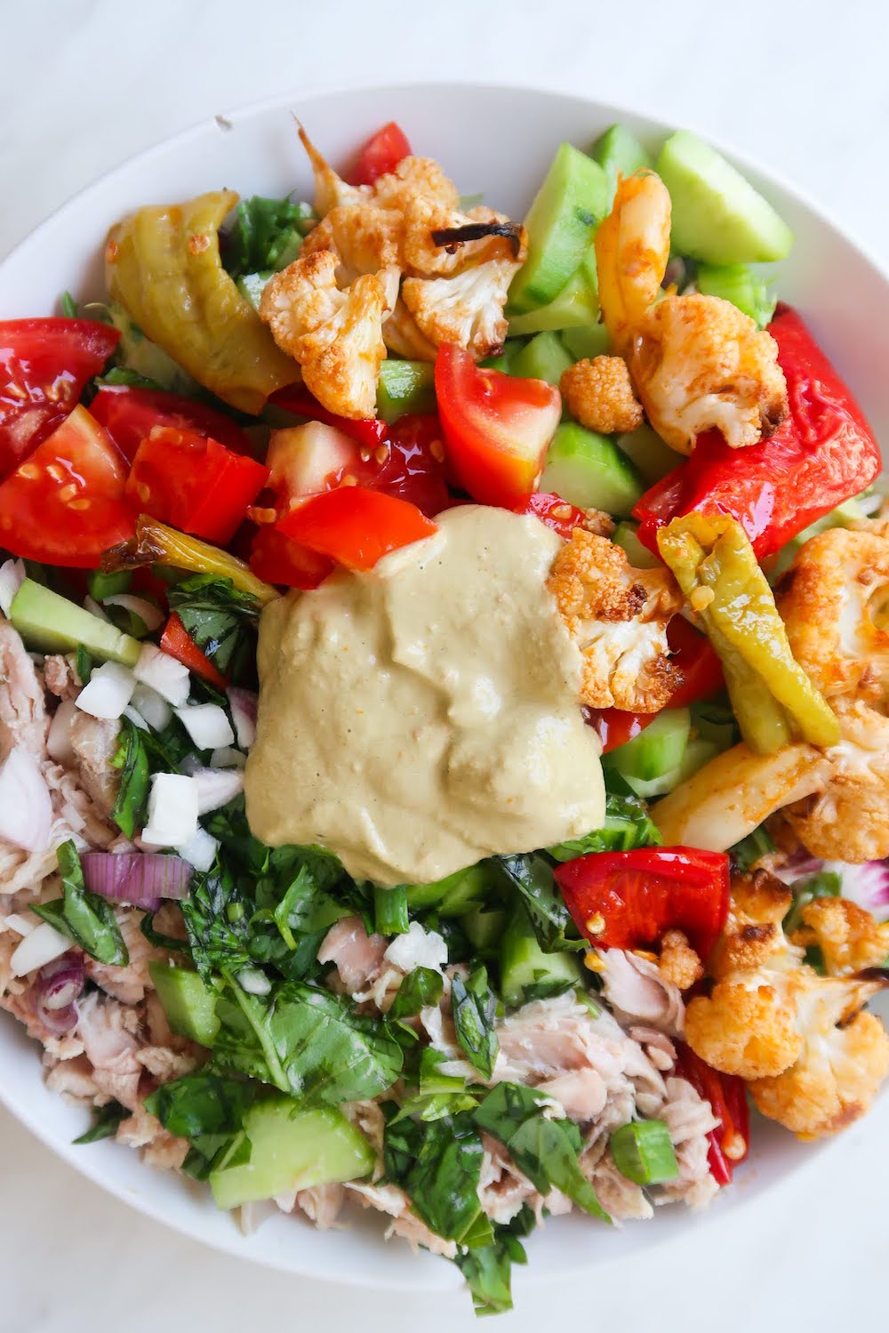 creamy chicken crunch salad - high-fiber and high-protein, perfect for lunch