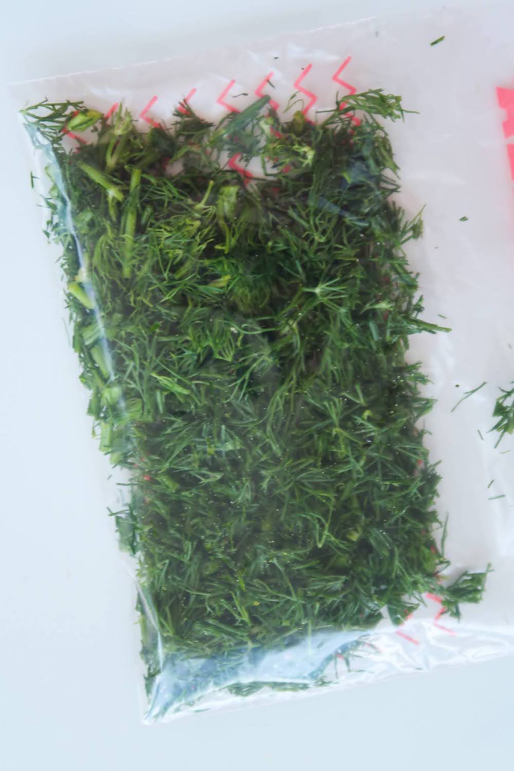 place the dill in the bag