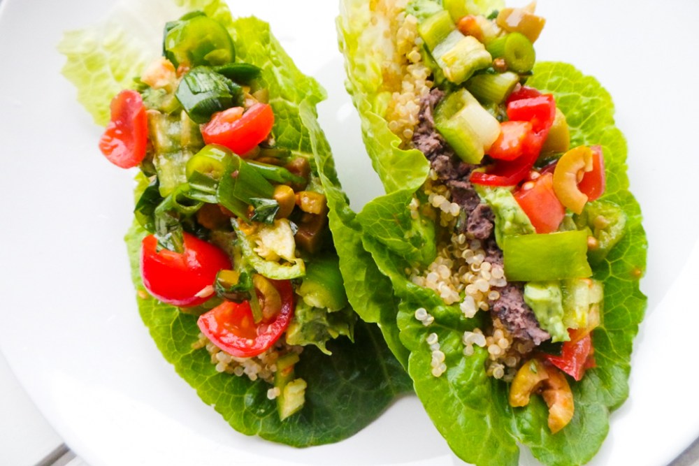 quinoa bean lettuce wraps